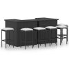 Table Haute Et Bar * | Meilleure Affaire Fimei Meuble De Bar De Jardin 8 Pcs Avec Coussins Resine Tressee Noir