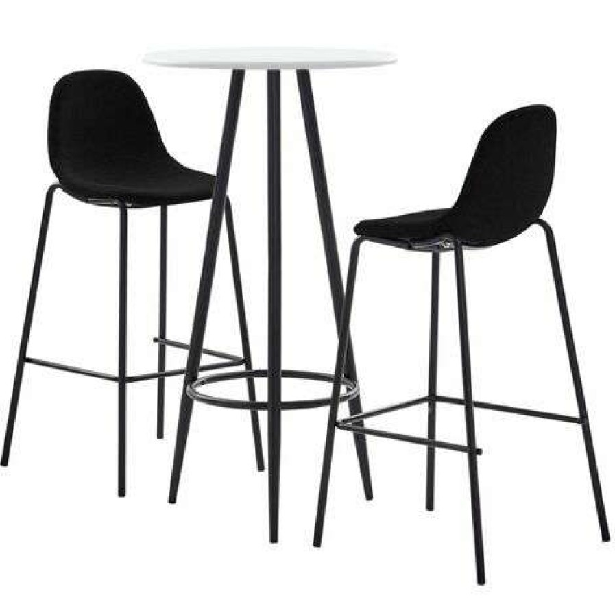 Table Haute Et Bar * | Meilleure Vente True Deal Ensemble De Bar 3 Pcs Tissu Noir