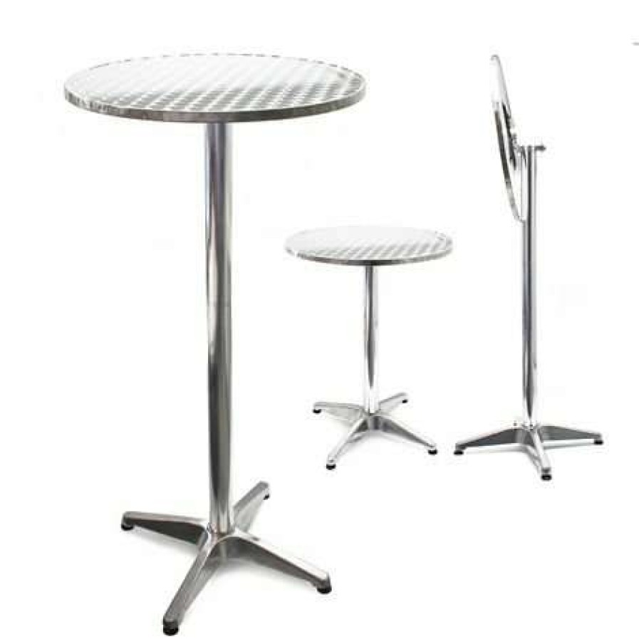 Table Haute Et Bar * | Promo Wiltec Table Bistro Haute De Bar Aluminium Pliable Reglage En Hauteur 74/114Cm O60Cm Meuble Terrasse Salon