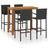 Table Haute Et Bar * | Acheter Topdeal Ensemble De Bar De Jardin 5 Pcs Noir Ff3068001_Fr