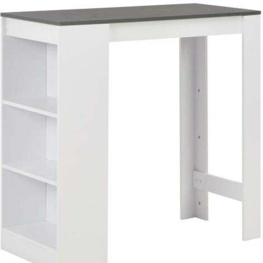 Table Haute Et Bar * | Top 10 Helloshop26 Table Haute Mange Debout Bar Bistrot Avec Etagere Blanc 110 Cm Blanc