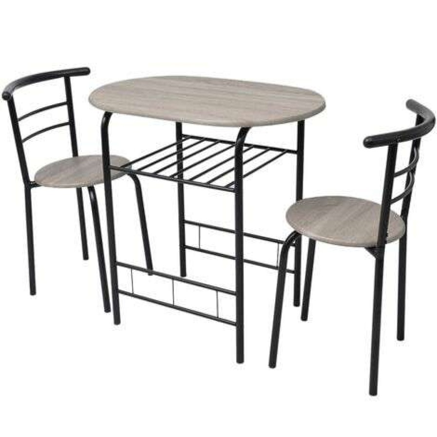 Table Haute Et Bar * | Top 10 Nova Table De Salle A Manger Et 2 Tabourets Pour Petit Dejeuner En Bois Et En Chene En Metal Ensemble De Meuble Pour Salle A Manger Mdf