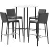 Table Haute Et Bar * | Promo Hommoo Ensemble De Bar 5 Pcs Similicuir Gris Hdv22144