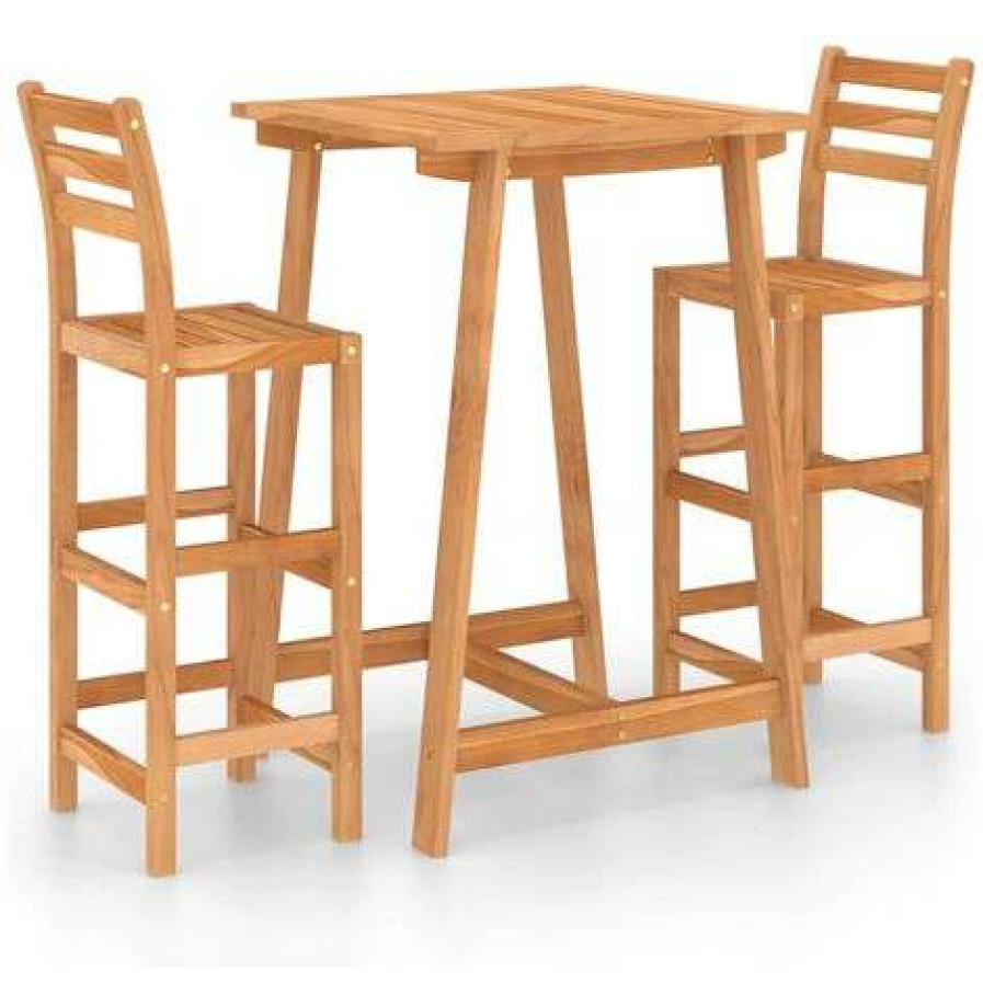 Table Haute Et Bar * | Meilleur Prix True Deal Ensemble De Bar D'Exterieur 3 Pcs Bois D'Acacia Massif