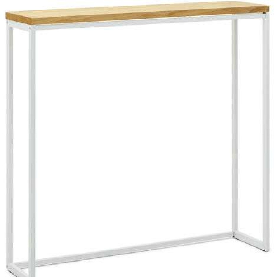 Table Haute Et Bar * | Meilleure Vente Box Furniture Table Mange Debout Icub Industriel Naturel Vintage 30X120X110Cm Blanc Blanc