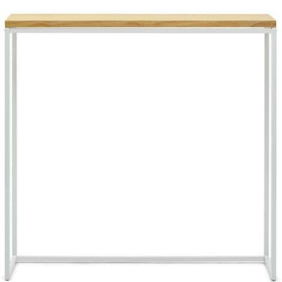 Table Haute Et Bar * | Meilleure Vente Box Furniture Table Mange Debout Icub Industriel Naturel Vintage 30X120X110Cm Blanc Blanc