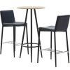 Table Haute Et Bar * | Top 10 True Deal Ensemble De Bar 3 Pcs Similicuir Noir