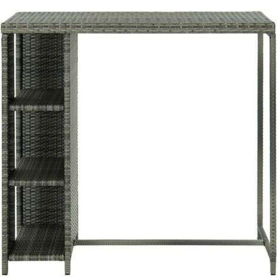 Table Haute Et Bar * | Vente Flash Youthup Table De Bar Avec Rangement Gris 120X60X110 Cm Resine Tressee Gris