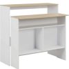 Table Haute Et Bar * | Top 10 True Deal Table De Bar Avec 2 Dessus De Table Blanc Et Chene 130X40X120Cm