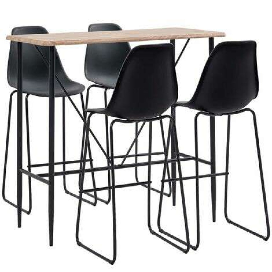 Table Haute Et Bar * | Remise Asupermall Ensemble De Bar 5 Pcs Plastique Noir