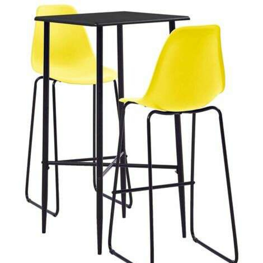 Table Haute Et Bar * | Remise Hommoo Ensemble De Bar 3 Pcs Plastique Jaune Hdv22082