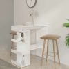 Table Haute Et Bar * | Le Moins Cher Supermarket Table De Bar Etagere De Rangement Blanc Brillant 100X50X101,5Cm