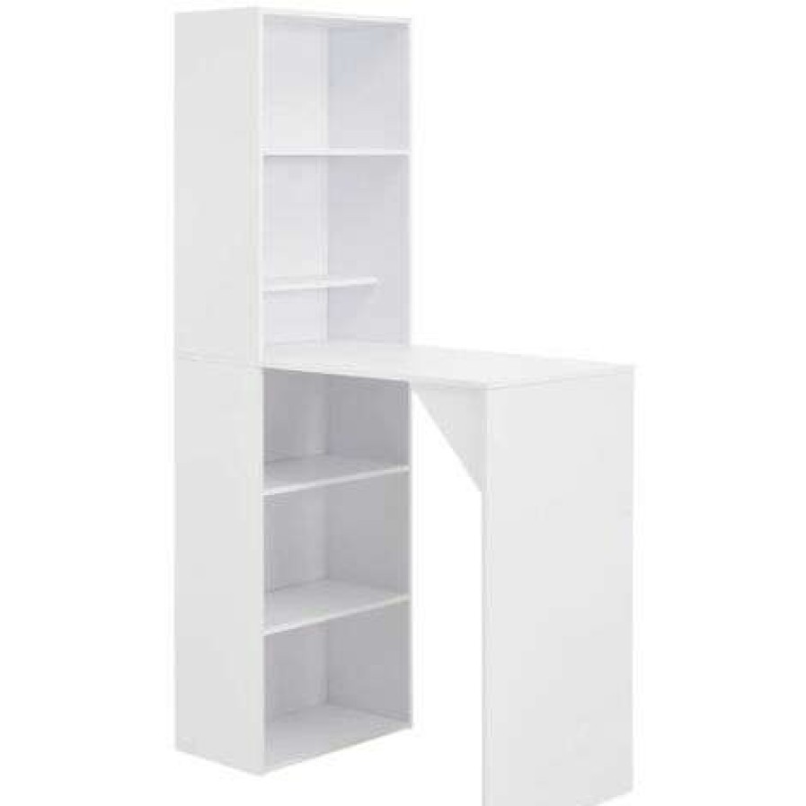 Table Haute Et Bar * | Vente Flash Supermarket Table De Bar Avec Armoire Blanc 115 X 59 X 200 Cm Suhb-280227