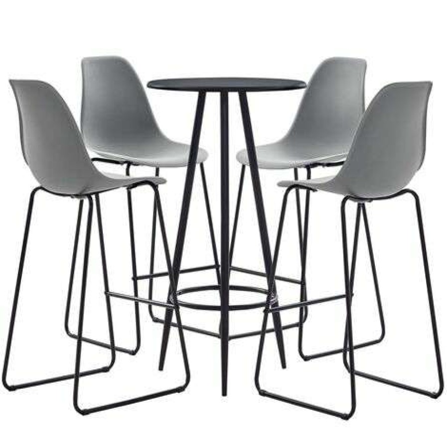 Table Haute Et Bar * | Offres True Deal Ensemble De Bar 5 Pcs Plastique Gris