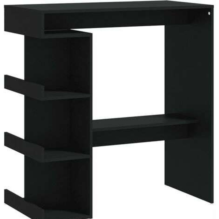 Table Haute Et Bar * | Promo Fimei Table De Bar Etagere De Rangement Noir 100X50X101,5 Cm