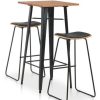 Table Haute Et Bar * | De Gros Happyshopping Mobilier De Bar 3 Pcs Acier Noir