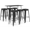 Table Haute Et Bar * | Nouveau True Deal Ensemble De Bar 7 Pcs Noir