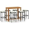 Table Haute Et Bar * | Meilleur Prix Hommoo Ensemble De Bar De Jardin Avec Coussins 7 Pcs Noir