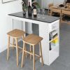 Table Haute Et Bar * | Coupon Wyctin Hofuton Table De Bar Debout Avec Etageres Salon Salle A Manger, 115*50*103Cm, Blanc + Noir