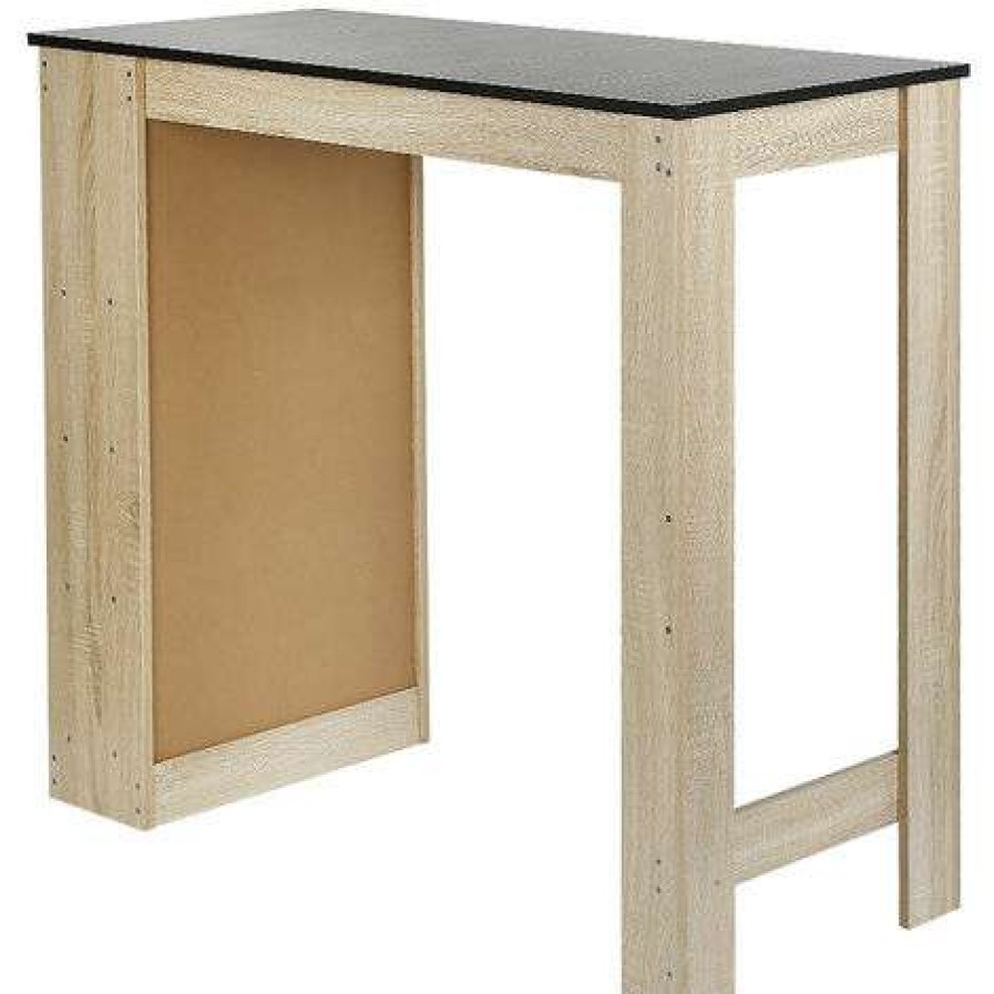 Table Haute Et Bar * | Tout Neuf Bathrins Table Haute Table De Bar Mange-Debout Avec 4 Etageres De Rangements Decor Chene Et Noir