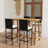 Table Haute Et Bar * | Coupon Happyshopping Ensemble De Bar De Jardin Avec Coussins 5 Pcs Noir