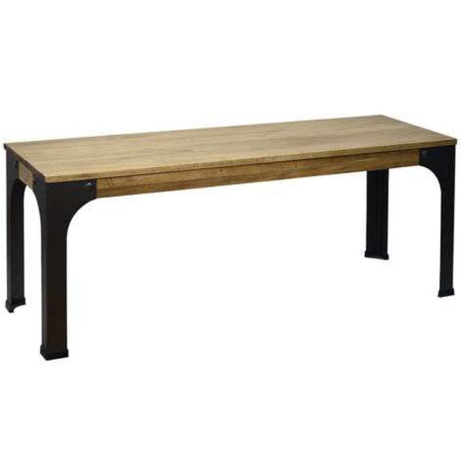 Table Haute Et Bar * | Meilleure Vente Box Furniture Banc Banquette Bristol Style Industriel Vintage 39X110X46 Cm Noir