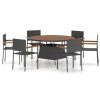 Table Haute Et Bar * | De Gros Topdeal Ensemble De Salle A Manger D'Exterieur 7Pcs Resine Tressee Noir Ff3059367_Fr