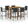 Table Haute Et Bar * | Le Moins Cher Topdeal Ensemble De Bar De Jardin 7 Pcs Noir Ff3068004_Fr