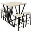 Table Haute Et Bar * | Promo Urban Living Table Haute Avec Tabourets Design Industriel Dock 80 X 80 X 89 Noir