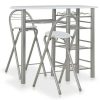 Table Haute Et Bar * | Sortie True Deal Ensemble De Bar Avec Etageres 3 Pcs Bois Et Acier Blanc