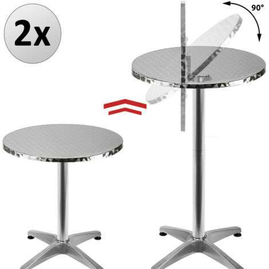 Table Haute Et Bar * | Grosses Soldes Deuba 2X Table De Bar Pliable 2 En 1 Alu Hauteur Reglable 70Cm/115Cm- Cuisine Jardin