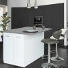 Table Haute Et Bar * | Sortie Idmarket Ilot Central Ivo 120 Cm Blanc Avec Plan De Travail Effet Beton Blanc