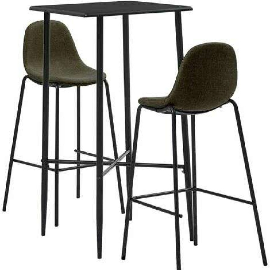 Table Haute Et Bar * | Coupon Hommoo Ensemble De Bar 3 Pcs Tissu Marron Hdv22112