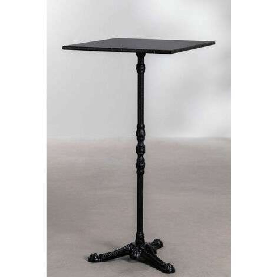 Table Haute Et Bar * | Meilleure Affaire Table Haute De Bar En Marbre Lupin Slim Sklum Marbre Noir Noir Noir