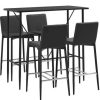 Table Haute Et Bar * | Grosses Soldes Topdeal Ensemble De Bar 5 Pcs Similicuir Gris