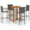 Table Haute Et Bar * | Acheter Hommoo Ensemble De Bar De Jardin 5 Pcs Gris