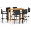 Table Haute Et Bar * | De Gros Youthup Ensemble De Bar De Jardin 7 Pcs Noir Noir