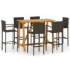 Table Haute Et Bar * | Remise Topdeal Ensemble De Bar De Jardin 7 Pcs Marron Ff3067971_Fr