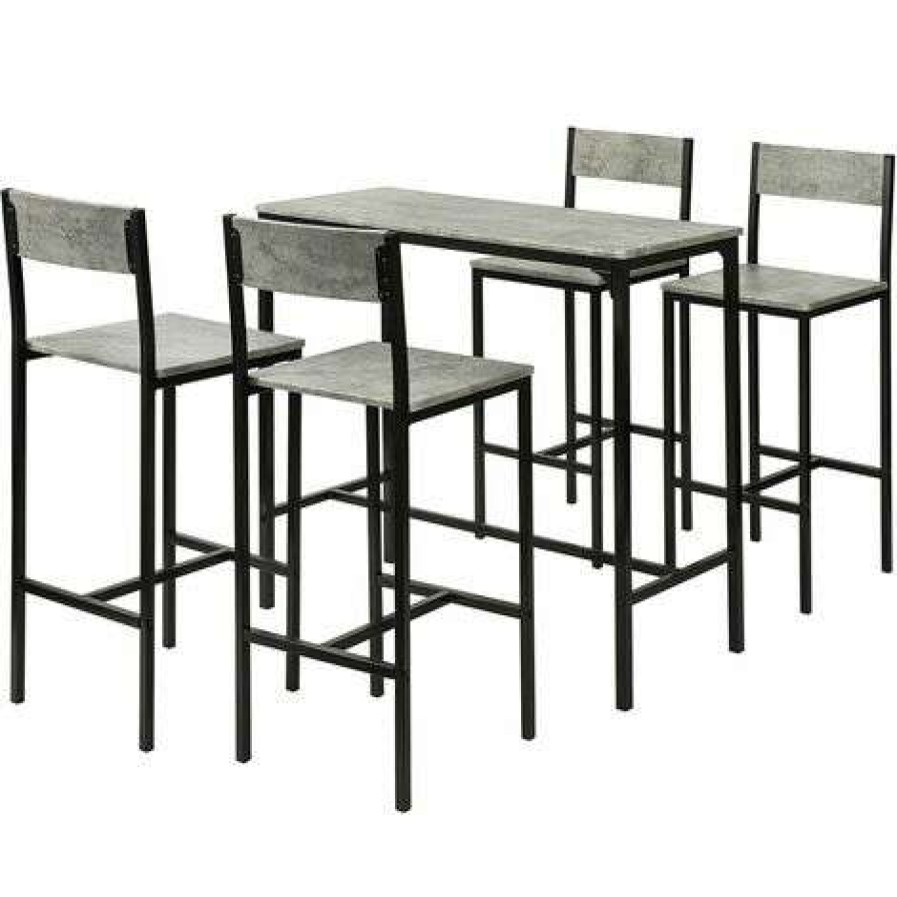 Table Haute Et Bar * | Remise Set De 1 Table + 4 Chaises Ensemble Table De Bar, Sobuy Ogt14-Hg