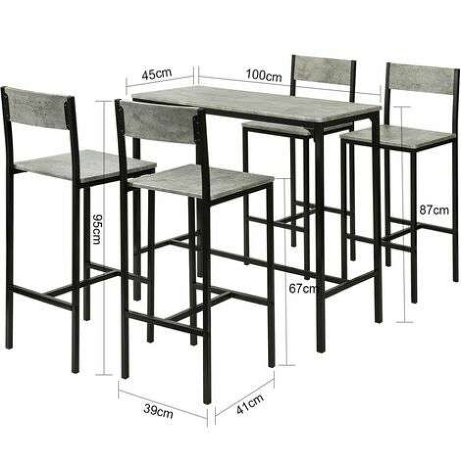 Table Haute Et Bar * | Remise Set De 1 Table + 4 Chaises Ensemble Table De Bar, Sobuy Ogt14-Hg