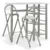 Table Haute Et Bar * | Le Moins Cher Topdeal Ensemble De Bar Avec Etageres 3 Pcs Bois Et Acier Blanc