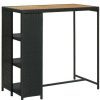 Table Haute Et Bar * | Budget Youthup Table De Bar Avec Rangement Noir 120X60X110 Cm Resine Tressee Noir