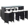 Table Haute Et Bar * | Acheter True Deal Ensemble De Bar D'Exterieur 9 Pcs Resine Tressee Noir