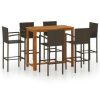 Table Haute Et Bar * | Top 10 Youthup Ensemble De Bar De Jardin 7 Pcs Marron Brun