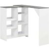 Table Haute Et Bar * | De Gros Youthup Table De Bar Avec Tablette Amovible Blanc 138 X 40 X 120 Cm Blanc