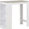 Table Haute Et Bar * | Grosses Soldes Happyshopping Table De Bar Avec Etagere Blanc 110X50X103 Cm