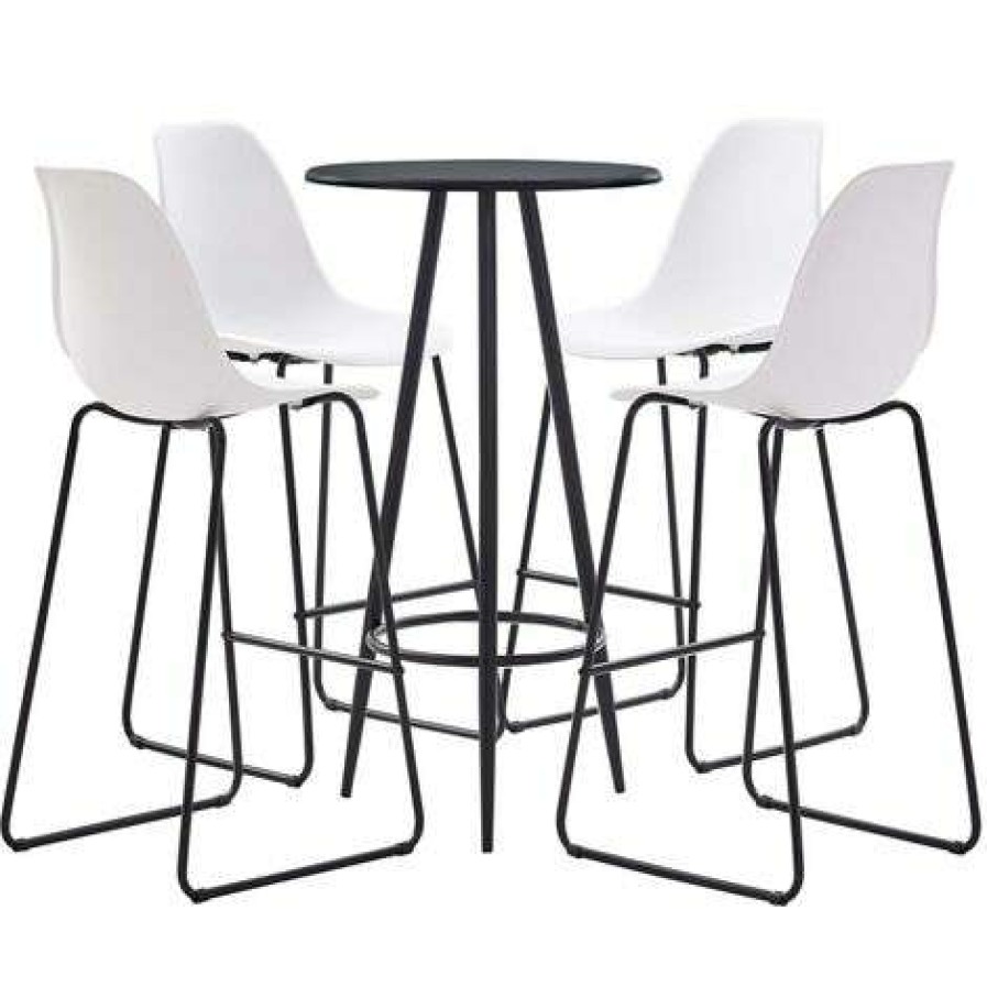 Table Haute Et Bar * | Le Moins Cher Asupermall Ensemble De Bar 5 Pcs Plastique Blanc