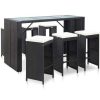 Table Haute Et Bar * | Coupon Inlife Meuble De Bar De Jardin 7 Pcs Et Coussins Resine Tressee Noir Noir