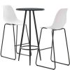 Table Haute Et Bar * | Grosses Soldes Hommoo Ensemble De Bar 3 Pcs Plastique Blanc Hdv21870