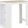 Table Haute Et Bar * | Top 10 True Deal Table De Bar Avec Etagere Blanc 110X50X103 Cm